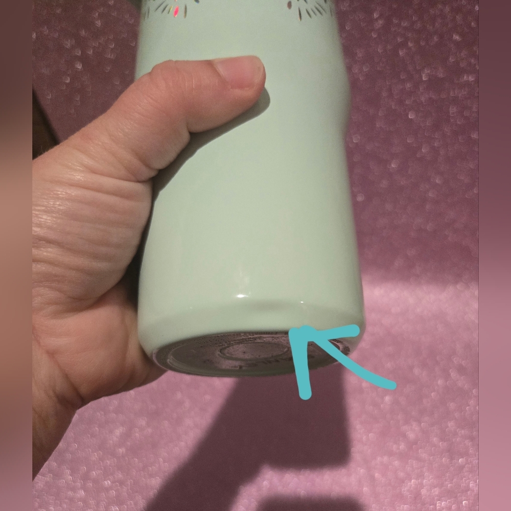 Stanley Travel Tumbler with Silver Band and Floral Pattern in Pale Green - Picture 6 of 9